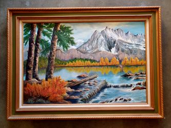 Vintage Original Oil Painting On Canvas 24"x36 "In Perfect Condition