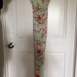 Floral Ruched Mesh Bodycon Midi Dress XS