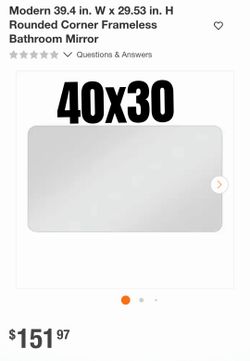 40x30 Frameless Bathroom Mirror Rounded Corners
