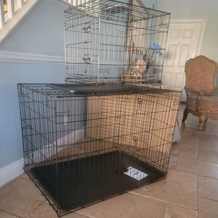 Brand New 42x28x31 Dog Crate/ 42 Crate Bed/ 2 Hanging Kennel Bowls/ 2 Dog  Chew Toys / Dog Cage Alone $80 for Sale in Fontana, CA - OfferUp