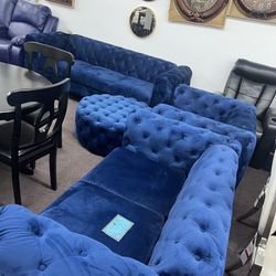 3 Piece Blue Spotted Sofa (have Also In Black) Otimon Included