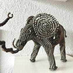 Like New: mbare Hand Crafted Artisan Recycled Metal Elephant Sculpture, unique, intricate, art