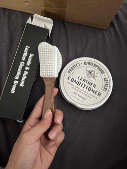 4-Way Leather Cleaning Brush and leather conditioner