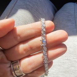 Beautiful Sterling Silver CZ Tennis Necklace 