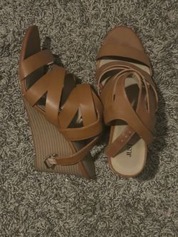 Brown Wedge Sandals - Size 6