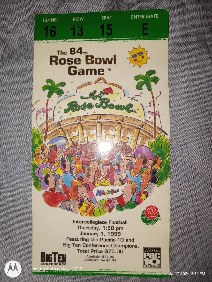 The 84th Rose Bowl Game Ticket Stub