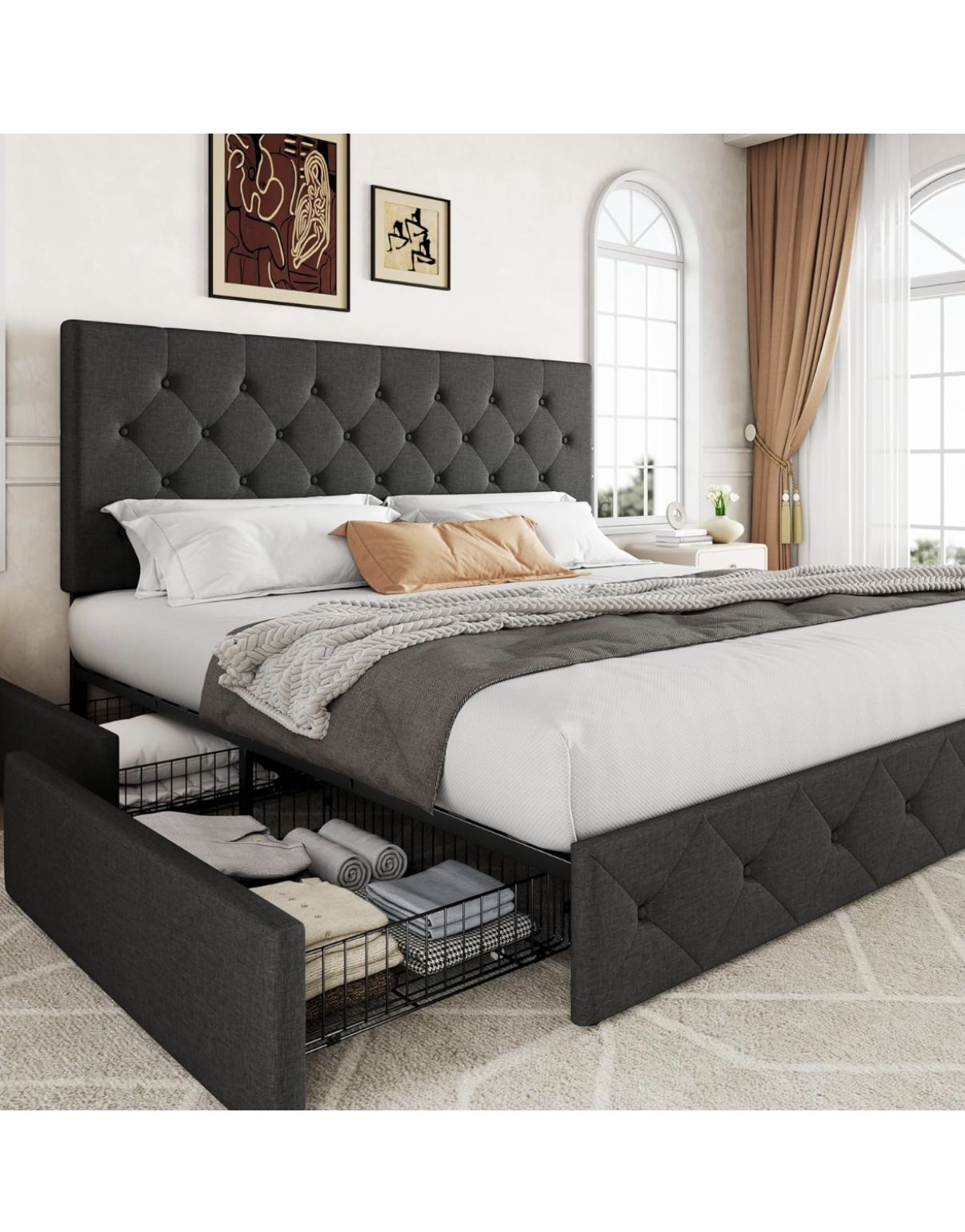Gray King Size Bed Frame 