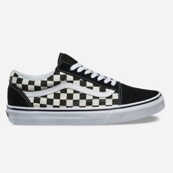 Old Skool Primary Check Vans (Black/White)