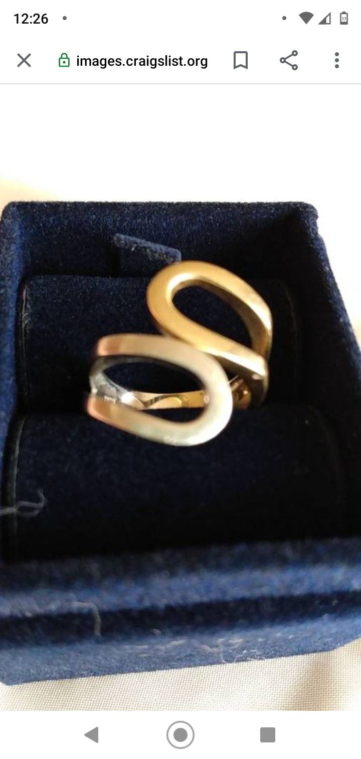 Real Gold Ying Yang White And Yellow Gold Ring New In Box