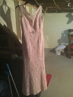 Size 8 bridesmaid /evening gown - pink and lace