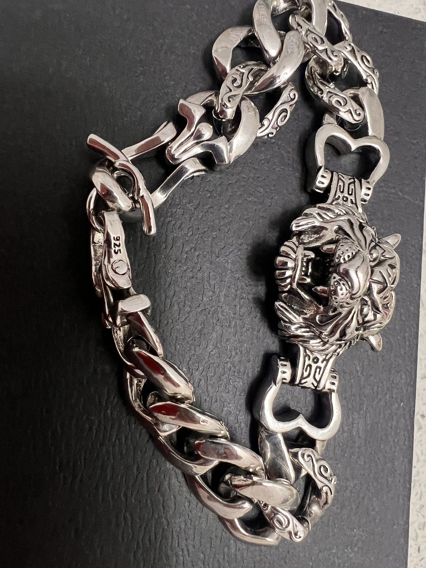925 Sterling Silver Tiger Head Bracelet 
