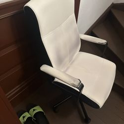 Free Desk Chair, White With Black Accents