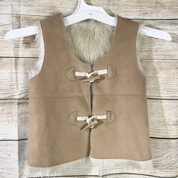 baby GAP suede faux fur tan cream vest Size L/XL