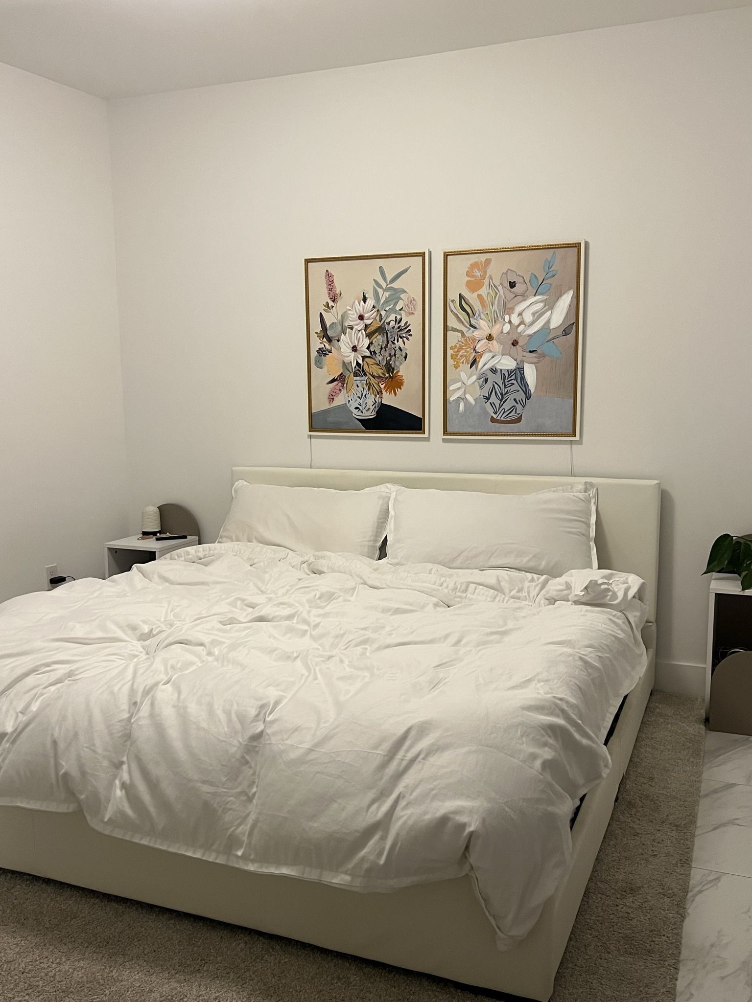 King low frame bed frame and mattress