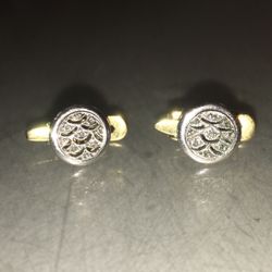 NEW 18K GOLD DIAMOND CUFFLINK SET 
