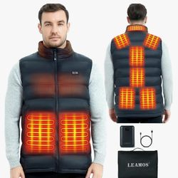 Leamos Heated Vest for Men Women with Battery Pack 9 Heating Zones Winter Hiking Fishing Outdoor Vest Zipped Pockets
Size Large