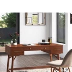 Shortridge Solid Wood Base Desk - Color Walnut