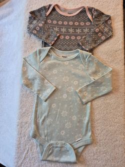NEW! 2 Gerber Baby Long Sleeve Onesies,  3-6  Mo