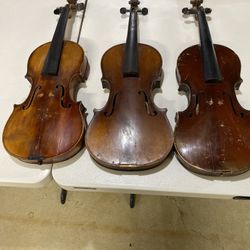 VINTAGE VIOLINS NEED  SOME WORK 