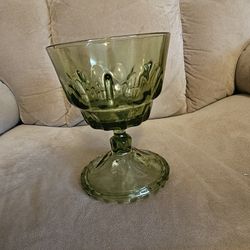 Vintage Thumbprint Hazel Atlas Pedastal Compote Bowl 