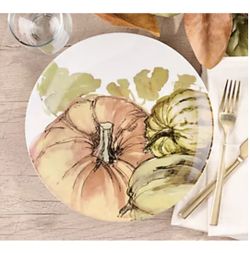 Set of 4 10" Pumpkin Patch Ceramic Plates by Valerie
