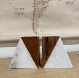Marble and wood book holders