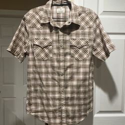 Men’s Button Up Plaid Short Sleeve Shirt
