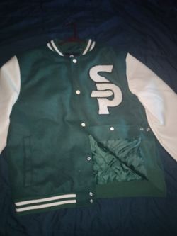Green and White Southpole Varsity Letterman Jacket