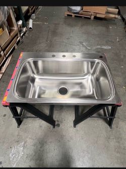 New Kohler 33" ×22" Drop in Single Bowl 18 Gauge Stainless Steel Kitchen Sink w/ 4 Faucet Holes