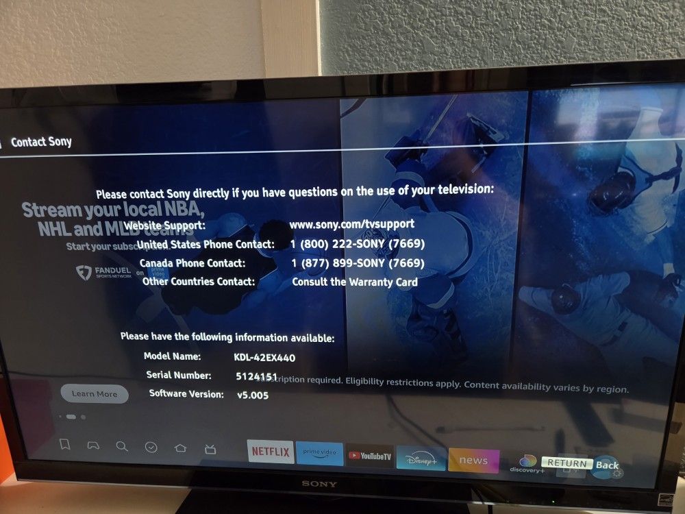 Sony Bravia 42 Inch Led-LCD TV With Extra