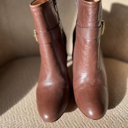 Brown Leather Coach Booties Size 8.5