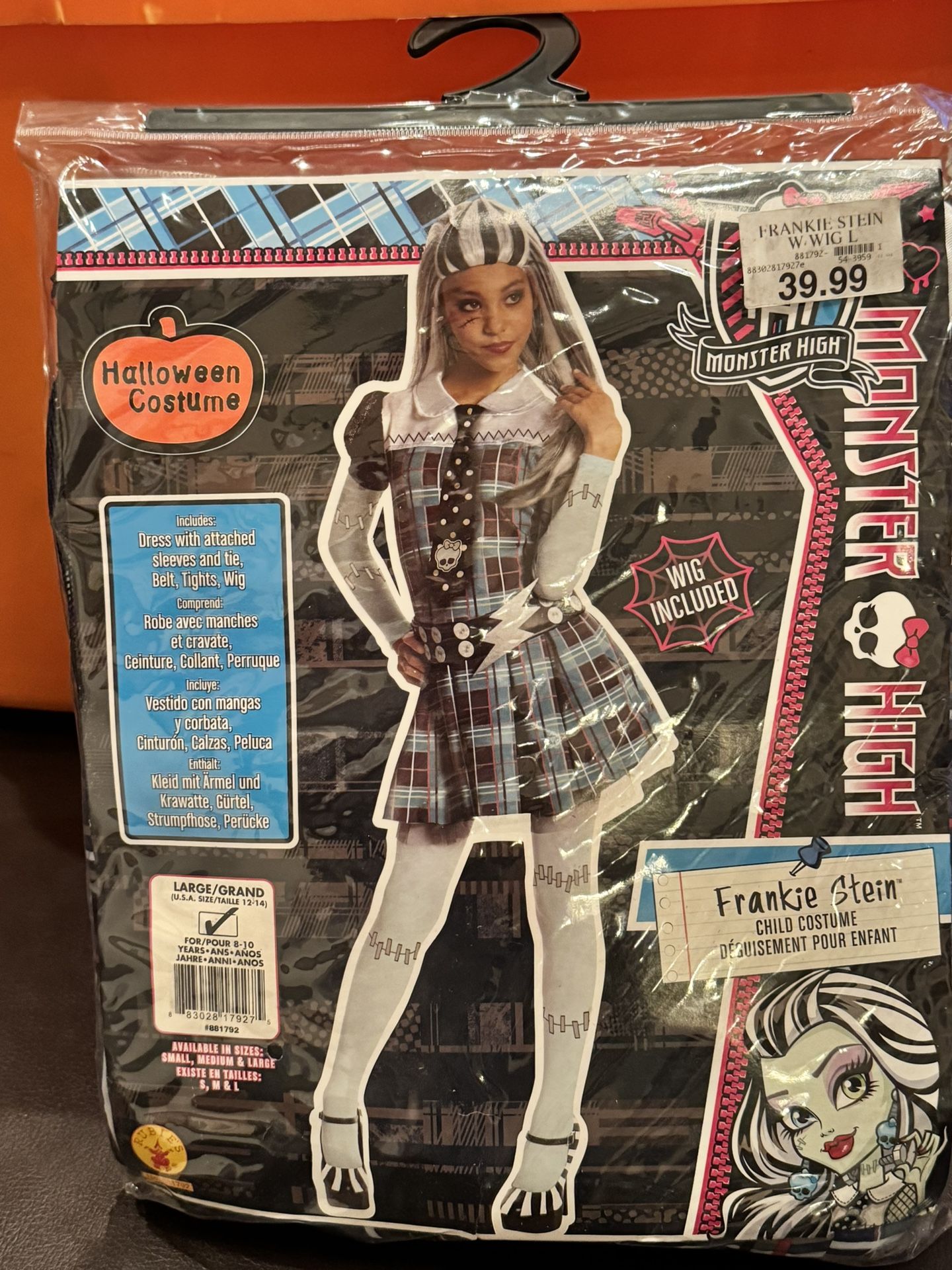 NWT Girls Monster High Franki Stein Costume Size Large