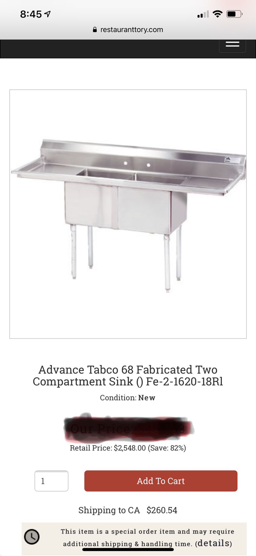 Commercial double kitchen sink