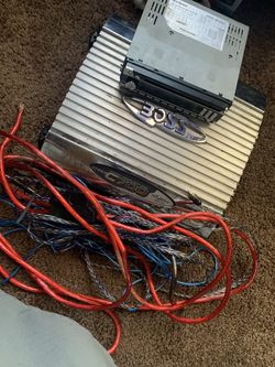 Boss 1200 watt amp, amp wires and mp3 radio