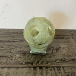 Carved Green Stone Dragon Puzzle Ball