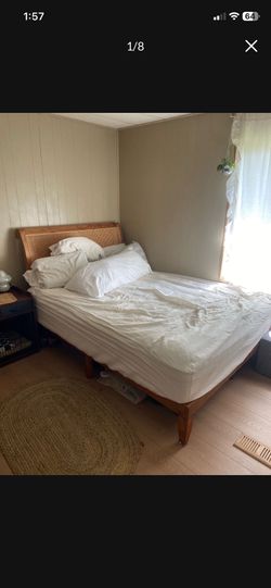 LOW PRICE MOVING- WEST ELM SOLID WOOD RATTAN BED