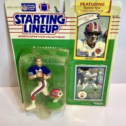 1990 JIM KELLY Starting Lineup Buffalo Bills SLU W/Rookie Year Collectors Card