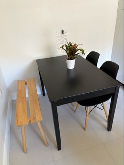 Kitchen table with 2 chairs and 1 bench