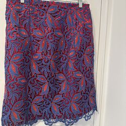 Blue And Red Lace Skirt