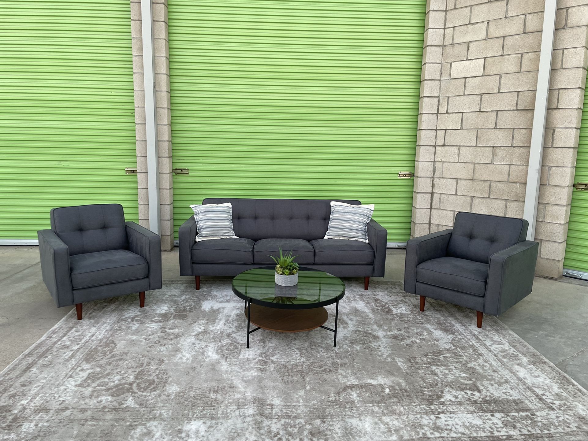 *Free Delivery* Gray Modern Living Spaces Couch Sofa Chair Set