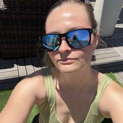 Brand New Sunglasses, Black Frames, Blue Lenses