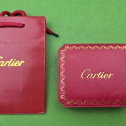 Empty Red And Gold Cartier Love Bracelet Storage Box Case And Matching Bag