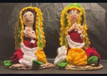 Handmade Crochet Virgin Mary Figure