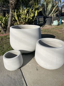 Modern Concrete Pots-Cement Planters($220 set of 3)