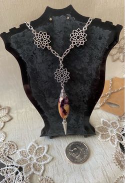 Handmade Mandala Pendant Necklace with Purple Stone