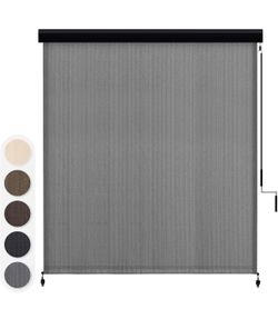 VICLLAX Outdoor Premium Roller Shades for Patio, Exterior Cordless Outdoor Blinds Porch Shades with Aluminum Valance (8' W X 8' L), Anthracite Grey