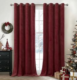 Burgundy velvet curtains 84”