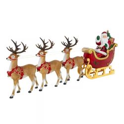 Outdoor  9 ft. Giant-Sized LED Santa's Sleigh with Reindeer Holiday Yard Decoration Y9