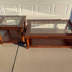 Super Large Hard Wood Coffee Table Set