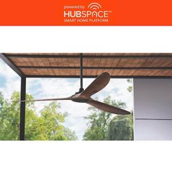 Tager 60 in. Smart Indoor/Outdoor Matte Black with Whiskey Barrel Blades Ceiling Fan with Remote Powered by Hubspace